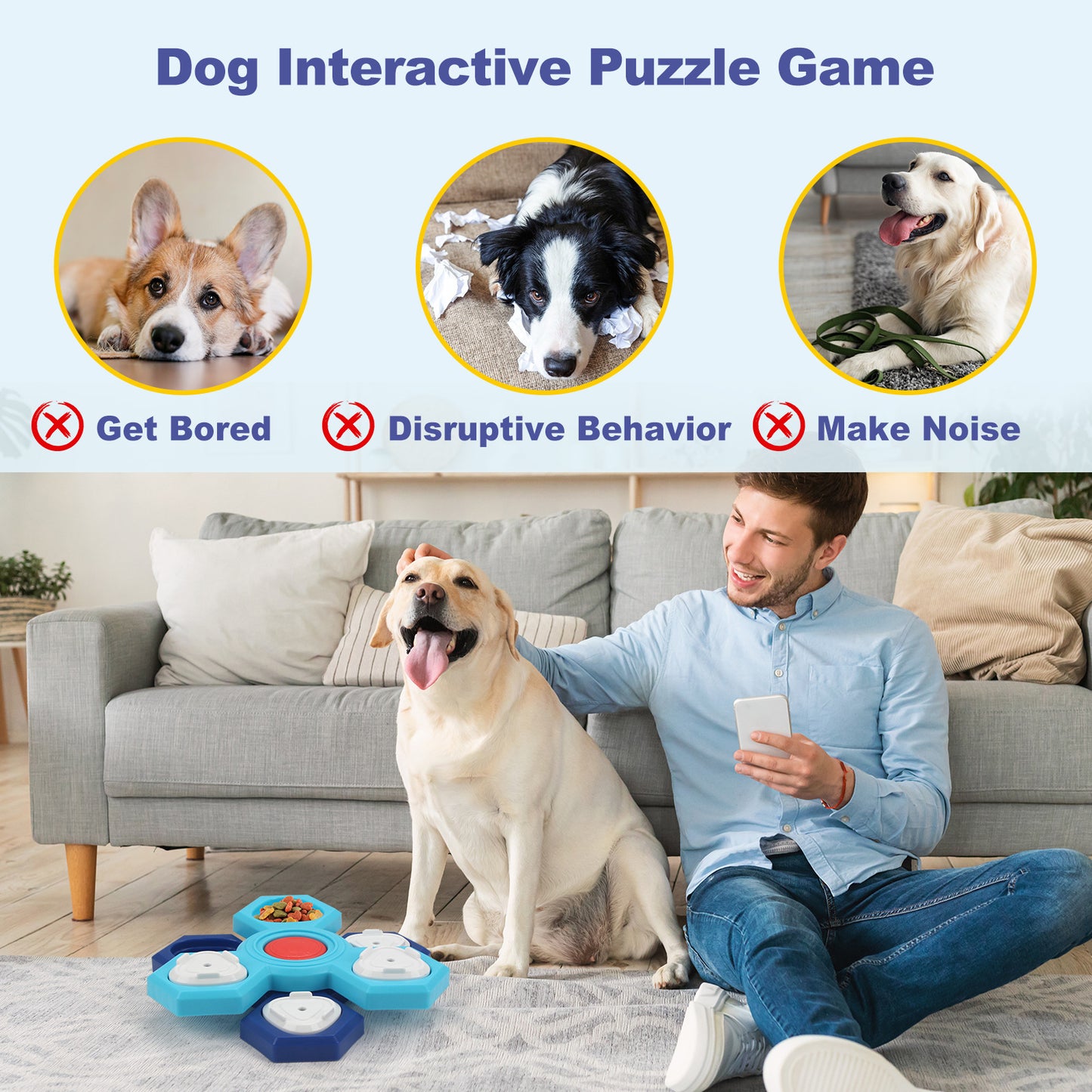 Slow Feeder Puzzle Dog Bowl - 4 Layers, Interactive, & Non-Slip
