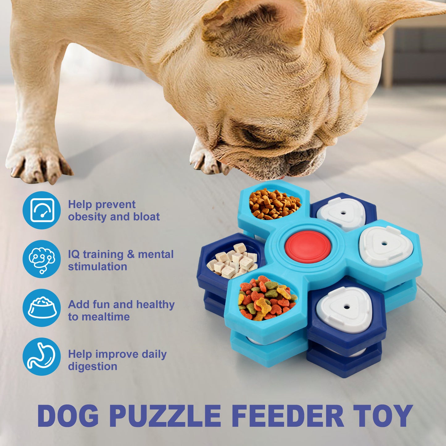 Slow Feeder Puzzle Dog Bowl - 4 Layers, Interactive, & Non-Slip
