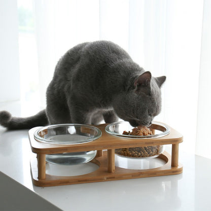 Glass cat bowl cat food bowl cat food bowl